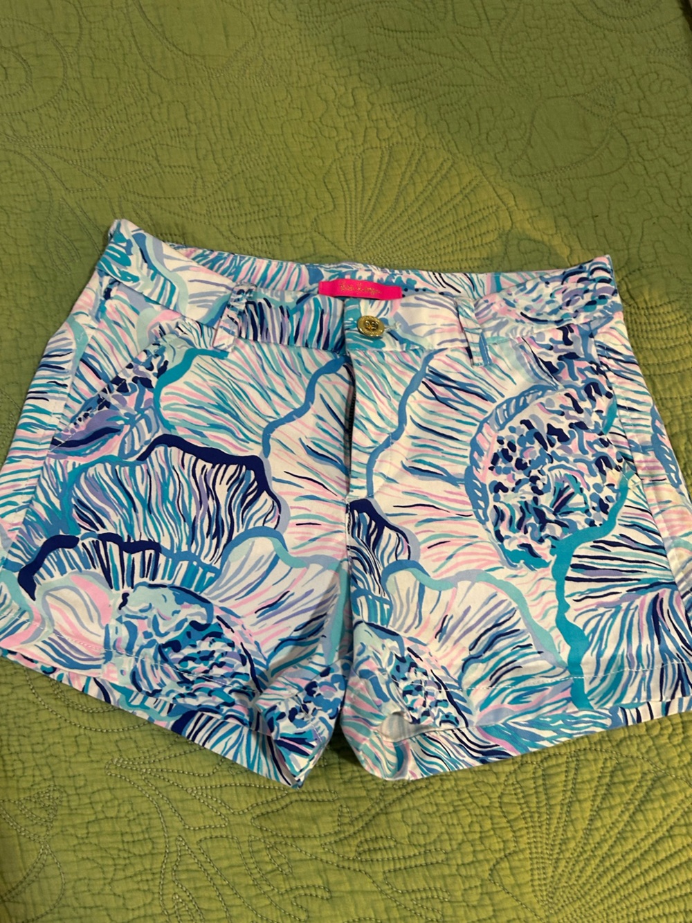 Lilly Pulitzer Blue and Pink Floral High-Rise Shorts